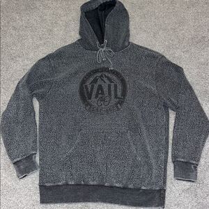 Vail Colorado Gray Hooded Hoodie Worn fleece Sweatshirt M men’s snowboard Skiing